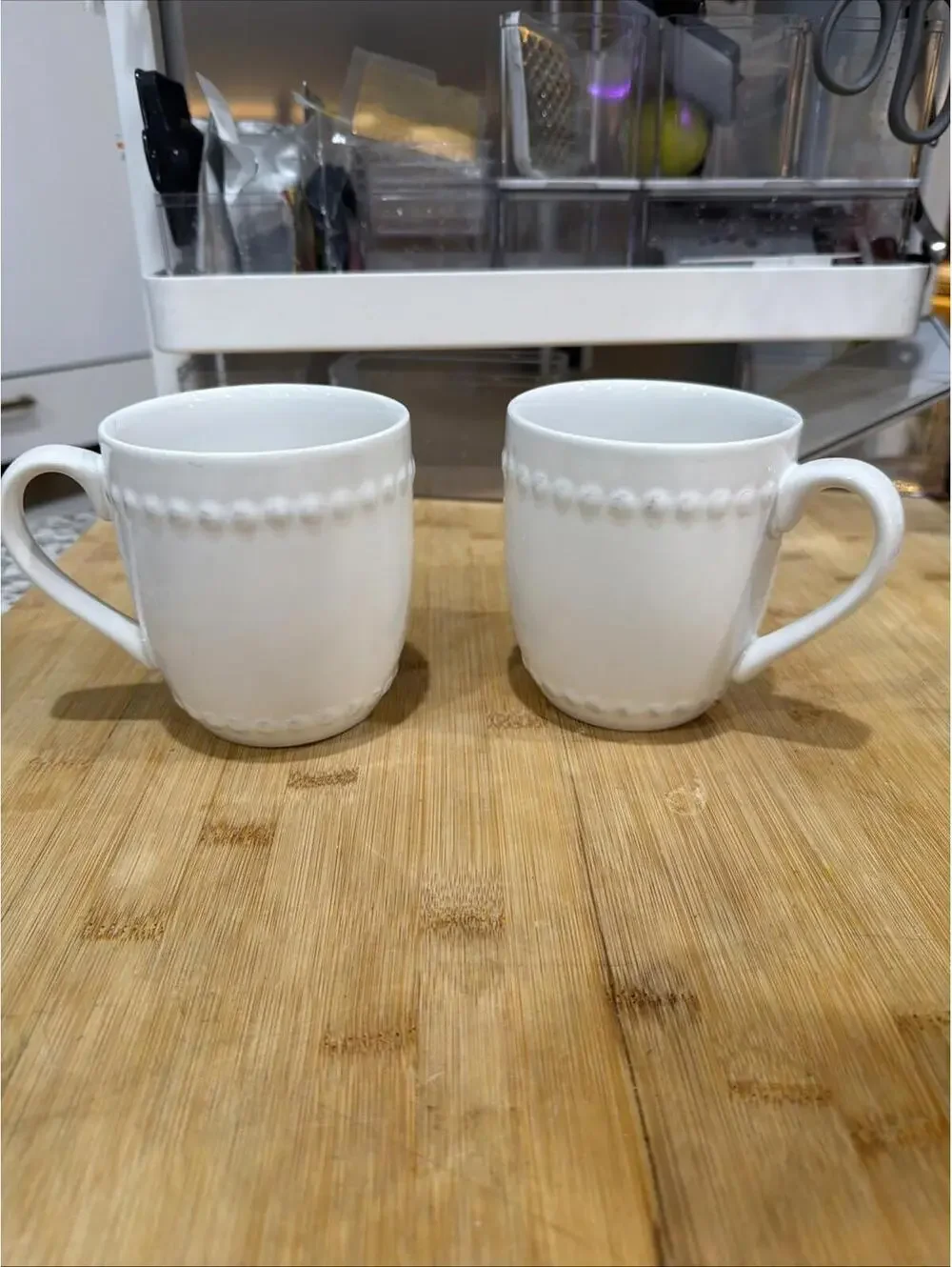 2 VTG Pier 1 Porcelain Hand Painted Pearl Edge 16oz Coffee/Tea Cups *